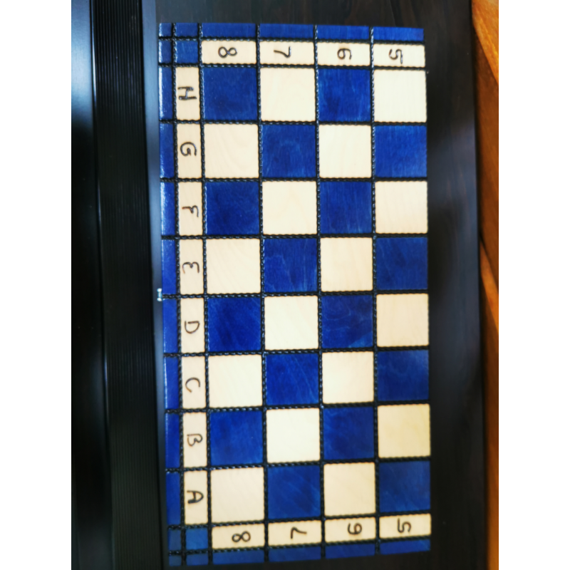 Jeu d”échecs “Pearl” blue Foncé fabrication en Charme 35CMX35CM Jeu d”échecs “Pearl” blue Foncé fabrication en Charme 35CMX35CM