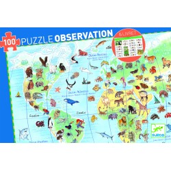 miniature1 Puzzle observation - Animaux du monde + livre 100 pcs