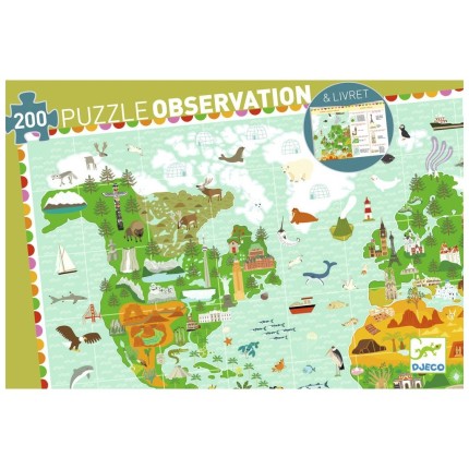 Puzzle observation - tour du monde 200 pcs +livre