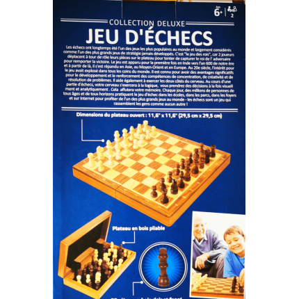 Jeu d’échecs bois marqueterie 30 cm -  
1ER prix marqueté