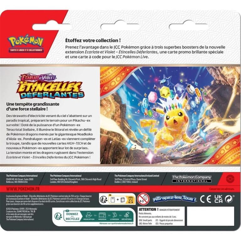Coffret Pokémon 3 Boosters Étincelles Déferlantes