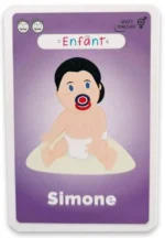Carte enfant Simone avec bébé jouet hochet coloré