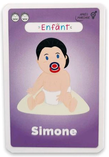 Carte enfant Simone avec bébé jouet hochet coloré