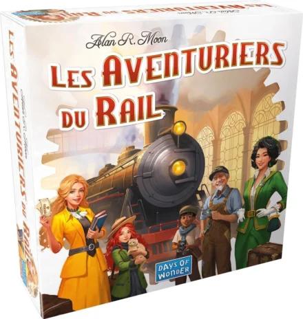 Boîte jeu de société Les Aventuriers du Rail avec locomotive