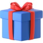 Cadeau bleu avec ruban rouge