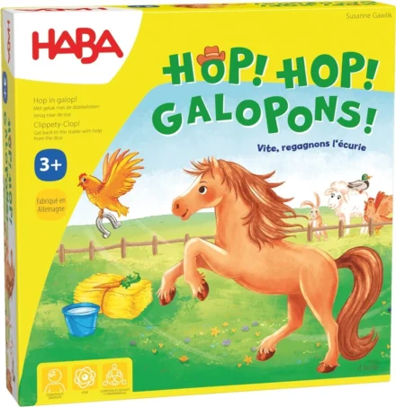 Jeu HABA Hop Hop Galopons avec cheval et poule