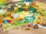 Jeu de société enfants avec animaux bois et plateau coloré