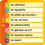 mimtoo 5 Liste de professions avec lettres A à H en français