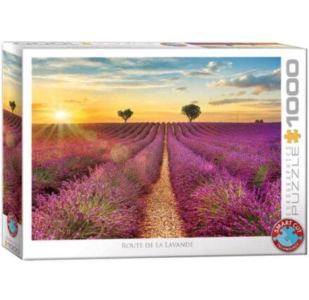 Puzzle 1000 pièces champs lavande coucher soleil