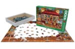 Puzzle 1000 pièces galerie d'art avec boîte et pièces éparpillées