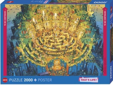 Puzzle 2000 pièces illustration fantastique ville circulaire colorée