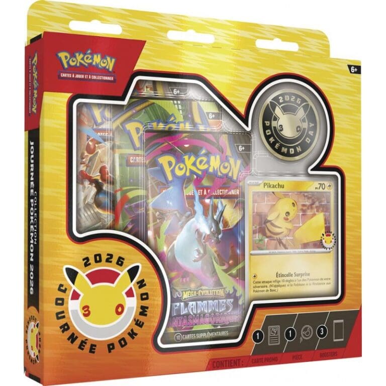 Coffret Pokémon Journée Pokémon 2026 avec Pikachu et booster