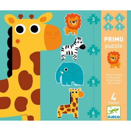 Coffret puzzle enfant Djeco avec animaux jungle