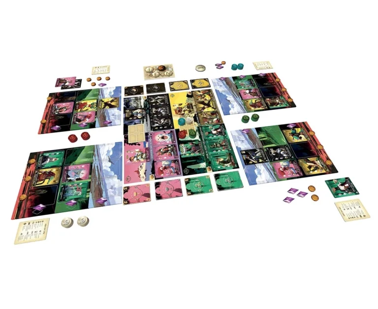 Plateau de jeu de société avec cartes colorées