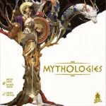 Illustration mythologique avec guerrier, dragon et arbre géant