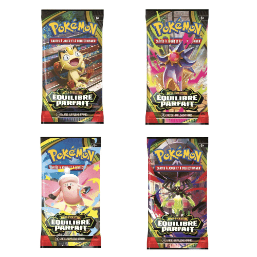 ffnfc0aw1232.png Quatre boosters Pokémon Équilibre Parfait illustrés