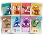 ffnfc0aw1646.webp Huit cartes colorées avec créatures fantaisistes et personnages amusants