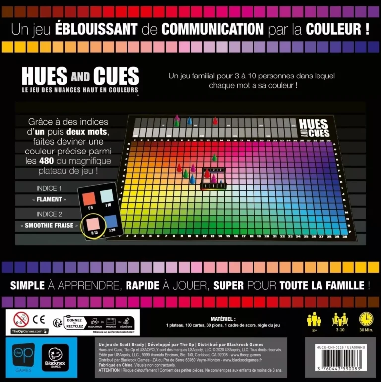 Boîte du jeu Hues and Cues en français