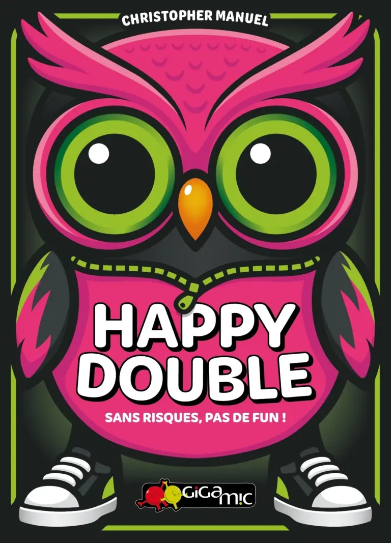 Couverture Happy Double avec hibou rose et vert