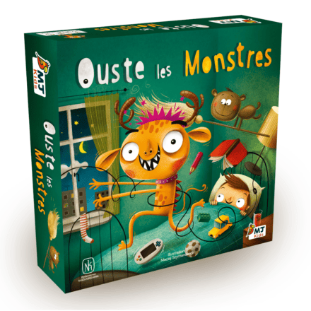 Boîte du jeu enfant Ouste les Monstres, illustrée de monstres.